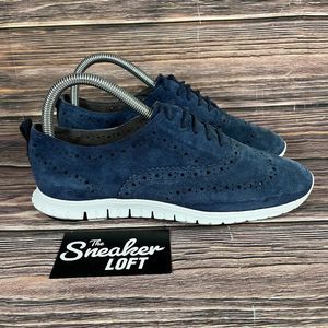 Cole Haan Zerogrand Women's Blue Suede Wingtip Oxfords‎ Shoes